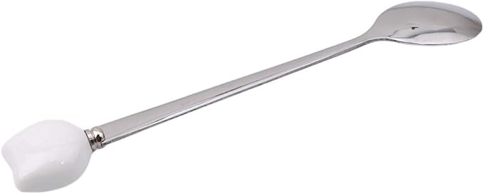 Sevenfly Stainless Steel Rice Soup Iced Tea Spoon Coffee Spoon Cold Drink Spoon Fruit Juice Long Ice Scoop,White Cat