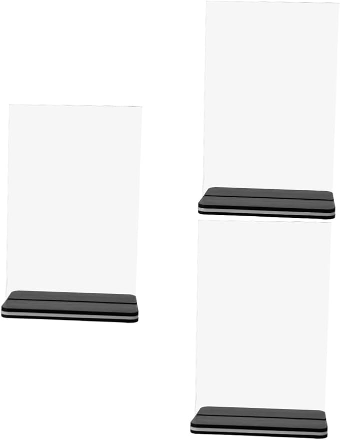 3pcs Display Board Poster Stands for Display Table Top Display Stand Table Top Sign Holder Table Sign Holders Picture Holders for Tables Store Sign Holders Acrylic Transparent