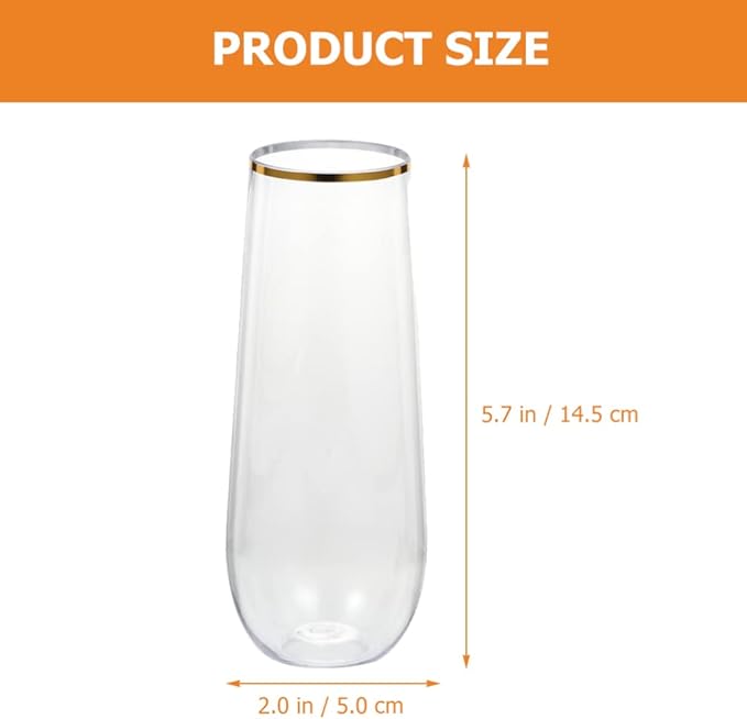 jojofuny Clear Glasses 8pcs Plastic Golden Bottles: Clear Beverage Bottle Reusable Water Storage Bottles Leakproof Party Mug For Milk Beverage Coffee Homemade Cold Tea Transparent Flutes