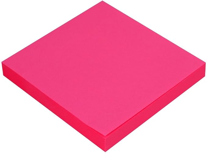 MEMOBE Sticky Notes - Sticky Notes - Sticky Notes Set - Self-Adhesive Notes - Postit Sticky Notes - Reusable Sticky Notes - Pastel Sticky Notes - 75 x 75 mm 100 Cards - Neon Pink