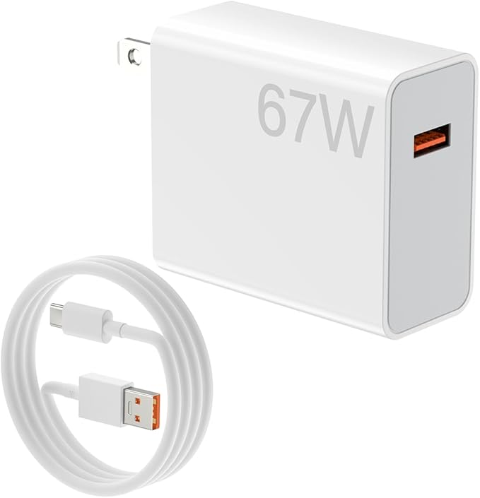 67W For Xiaomi Charger Turbo Fast Wall Block for Xiaomi Mi 15 14 13 12 14t 12t 12s 10 Pro Lite Redmi Note K80 K60 K50 11 11s 12 Pro Plus Poco F5 X5 F4 X4 Gt Black Shark 3 4 5 Pro Hypercharge 5ft Cable