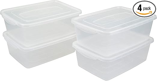 Morcte 4-Pack 14 L Basic Clear Plastic Storage Box with Clear Lid, Clear Storage Bin