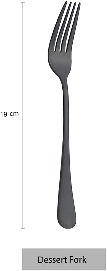 Matte Black Salad Forks Set 4 Piece, Flatware Bulk 188 Stainless Steel Heavy Duty Silverware Fork, 7.48-Inch Eating Utensils Table Dessert Fork Service for 4 Satin Finished, Dishwasher Safe