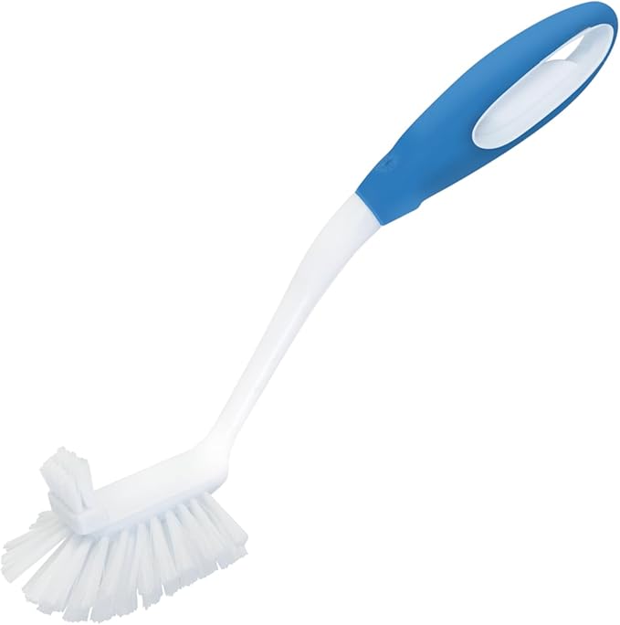 Lola Products Pro Utility All Purpose Kitchen Cleaning Brush, Durable Bristles, Comfort Ergonomic Rubber Non-Slip Grip, Built-in Food Scraper, 1 Pack