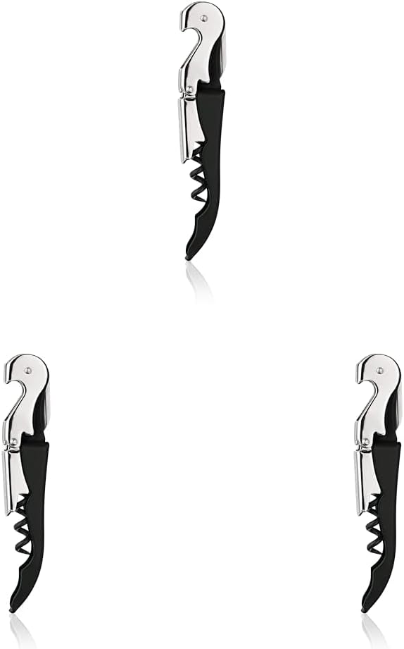 True TrueTap Double Hinged Waiters Corkscrew, Black Wine Bottle Opener with Foil Cutter, Wine Key (Pack of 3)