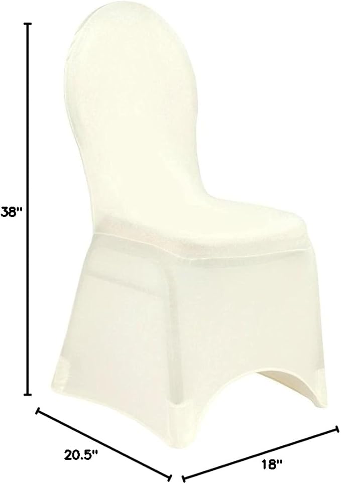 Ivory Stretch Spandex Banquet Chair Cover - 18" x 20.5" x 38" (1 Piece) | Stretch Fit & Iron-Free Chair Cover - Perfect for Weddings, Events, and Parties