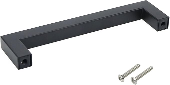 5.5"/140mm Square Cabinet Drawer Pull T-Shaped Handle Cabinet Pulls (5"/128mm Hole Center) for Kitchen Furniture(Matte Black)