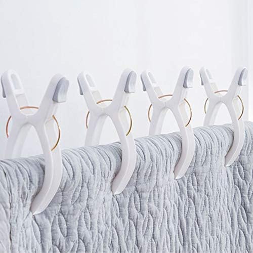 Pack of 8 beach towel clips for beach chairs, white jumbo size towel clips, pool chairs, plastic clothes hanging clips, clip clamps for