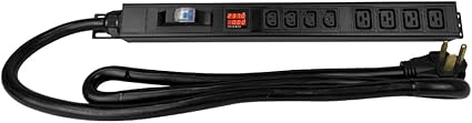 Metered-Breaker-Surge Protection PDU, 240V, L6-50P, 50A, 12000W, 4 C13 & 4 C19 Outlets, Rack Mount