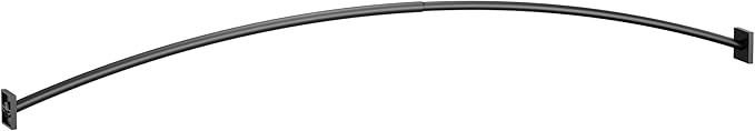 Moen Triva Matte Black 5-Foot Curved Fixed Mount Shower Curtain Rod with Pivoting Flanges, Modern Shower Pole, CSR2167BL
