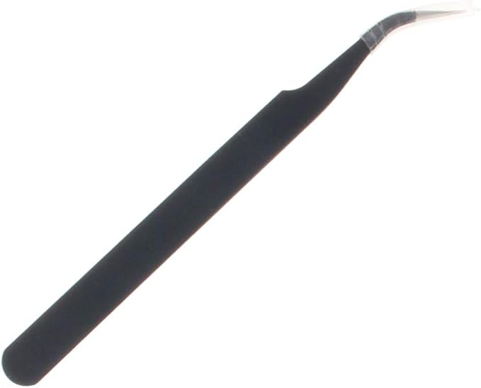 Auniwaig Anti-static Tweezers 4.72 inch Length ESD-15 tweezers Precision Slant Flat Tip tweezers for Craft DIY Electronics Repair Tool Black 1 pcs