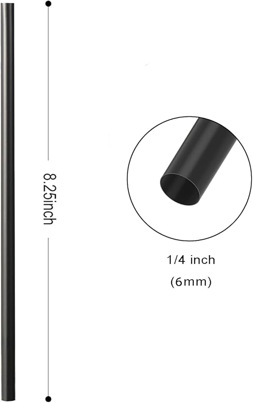 200 Count 100% Compostable Plant-Based PLA Straws-KTOB Biodegradable Black Cocktail Drinking Plasticless Straws-Eco Friendly Plastic Bar Straws