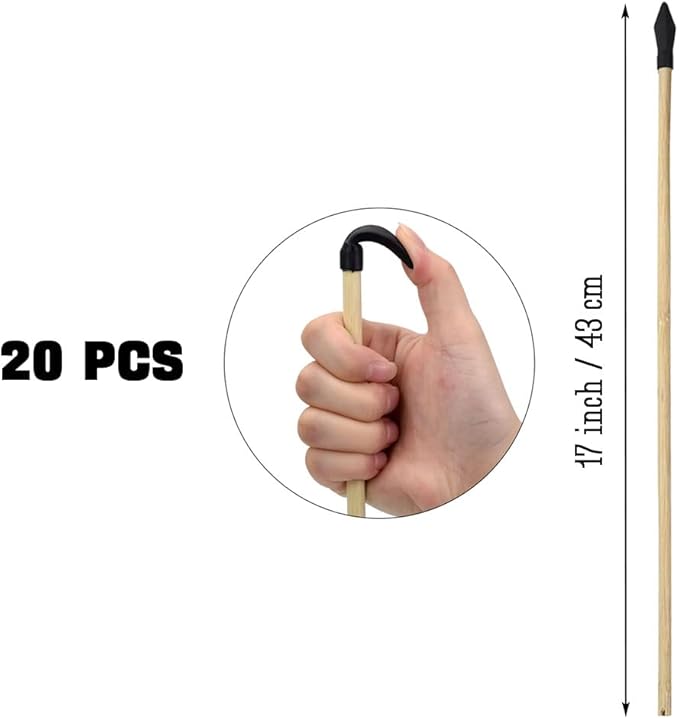 20 Pcs Wooden Arrows Soft Rubber Tips, 17 Inch Handmade Wooden Toy Arrow for Kids and Beginners, Archery Bows Outdoor Play Cosplay Costume Decoration