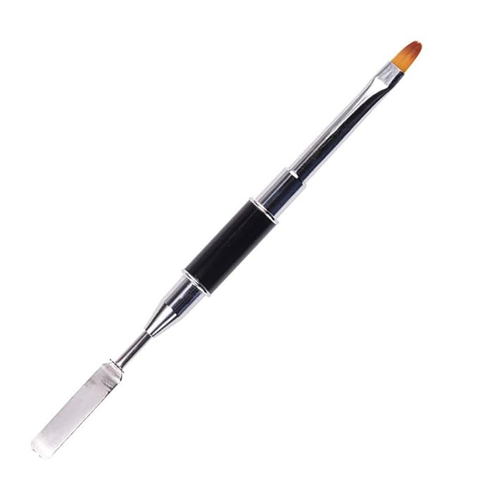 Double headed Color Pen Uv Builder Gel Nail Polish Brush Nylon Hair Flat Pusher Black Creative
