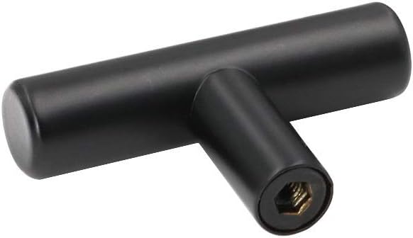 goldenwarm 5Pack Black Cabinet Door Knobs T Bar Pull Knobs Drawer Handles Cupboard Hardware - LS201BK Modern Bedroom Furniture Bar Handles Single Hole Black Hardware