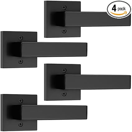 Probrico 4 Pack Black Dummy Door Levers Dummy Handles Heavy Duty Interior Levers Modern Non-Turning Door Hardware for French Door