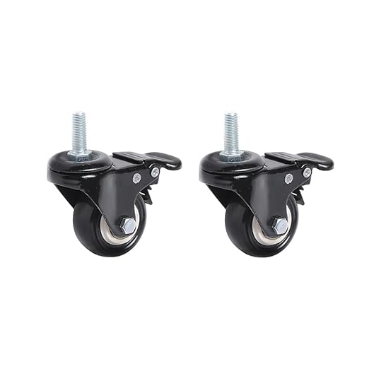 360 Degree Swivel Caster with M8M10 x 25mm Threaded Stem PU Office Chair Caster Wheels No Noise Wheels for Chair and Furniture (Color : 2 Pcs with Brake, Size : 1.5 inch)