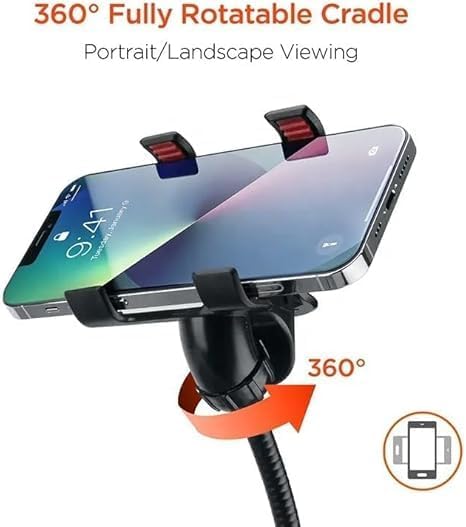 Gooseneck Universal Phone Holder for Bed, Desk, Headboard, Bed, Bedside, Table, Lazy Bracket Flexible Gooseneck Long Arm Stand 360 Adjustable , Overhead Cell Phone Clamp Mount, for All 3.5-7Au Devices