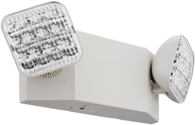 Lithonia Lighting Basics LED Emergency Light, Emergency Lighting with Dual Adjustable LED Lamp Heads, Wall Mount, Damp Location Rated, 90-Minute Backup, 120277V, White (EU2C M6)
