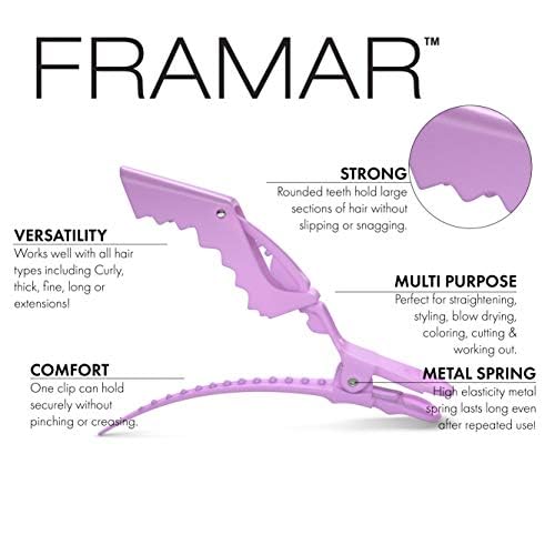 FRAMAR Pastel Alligator Hair Clips 5 Pack - Professional Styling Clips for Hair, Salon Quality Plastic Alligator Clips
