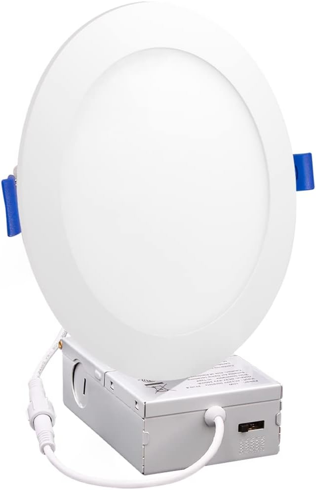 Maxxima 6 in. 5 CCT Ultra-Thin Recessed LED Downlight 1050 Lumens, Color Selectable 2700K-5000K (2700K3000K3500K4000K5000K), Canless, IC Rated, Slim, Dimmable, Junction Box Included