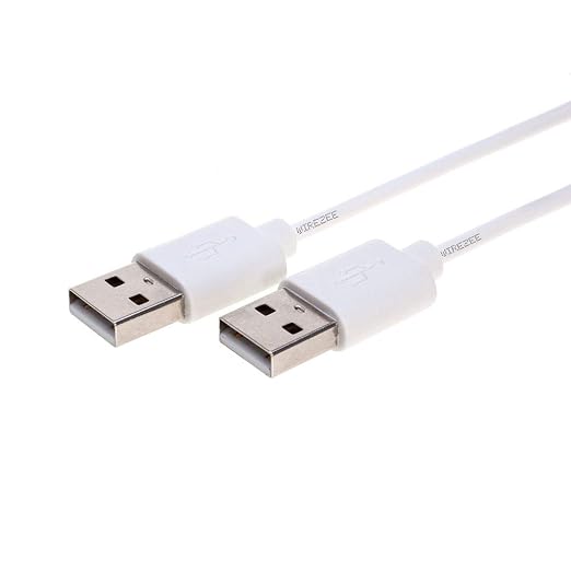 USB 2.0 Type Cable A Male to A Male Black/White 3Ft, 6Ft, 10Ft, 15Ft (3FT, White)