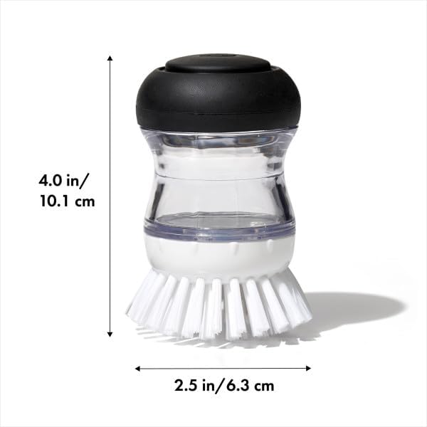 OXO Good Grips Soap Dispensing Palm Brush, BlackClearWhite