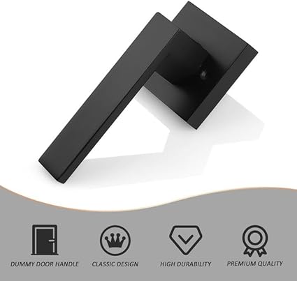Probrico 4 Pack Black Dummy Door Levers Dummy Handles Heavy Duty Interior Levers Modern Non-Turning Door Hardware for French Door