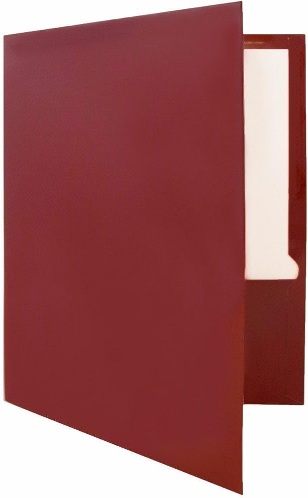 JAM PAPER Laminated Two Pocket Glossy Folders - Maroon Red - 3/Pack