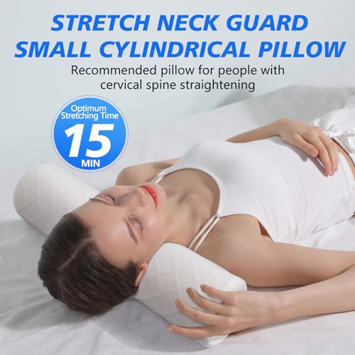 Cozyhealth Cervical Roll Pillow, Medium Soft Memory Foam Neck Round Pillow Cylinder Bolster Pillow for Sleeping, Round Neck Support for Bed, Legs, Back and Yoga (White, Medium - 3.9 H)"