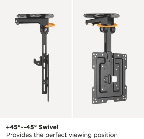 Mount Plus CM322 Flip Down TV and Monitor Roof Ceiling Mount Fits Flat Screen 19 to 43 Inch VESA Compatible 100x100, 200x200 Height Adjustable Pitched Roof