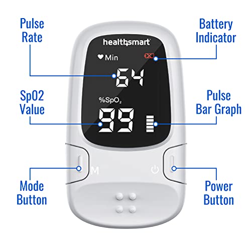 HealthSmart Digital Fingertip Sport Pulse Oximeter, Fast Results, Clinically Accurate, Easy-To-Read LED Display, Auto-Shutoff