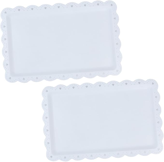 2 Pcs Cake Tray Plate Holder Serving Baking Showcase Dessert Party Trays and Platters Cake Platter Tray for Food Plastic White