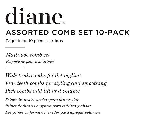 Diane D7901 Assorted Comb Kit - 10 PC Set (Black)