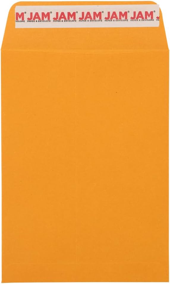 JAM PAPER 5 12 x 7 12 Open End Catalog Envelopes with Peel and Seal Closure - Brown Kraft Manila - 50Pack