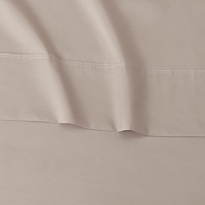 Basics Lightweight Super Soft Cooling, Easy Care Breathable Wrinkle Free Microfiber Comfortable 4-Piece Bed Sheet Set with 14-Inch Deep Pockets, Queen, Taupe, Solid