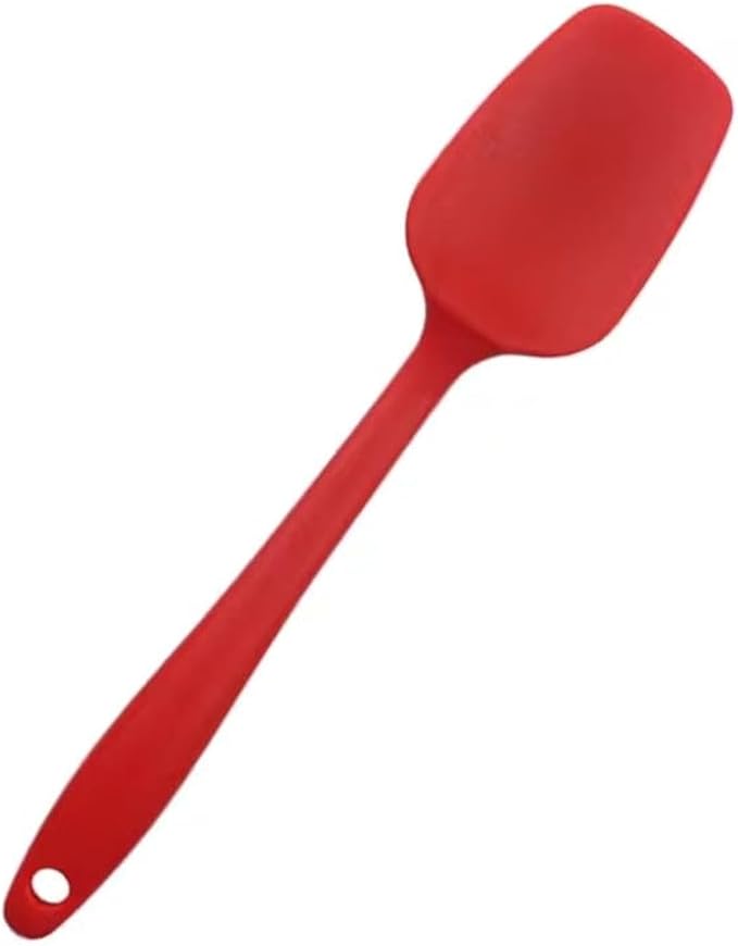 High Heat Flexible Silicone Spoon Spatula - 10.4in Seamless Baking Bowl Scraper and Cooking Scraper for Nonstick Cookware - Silicone Spatulas for Kitchen Use (Red)