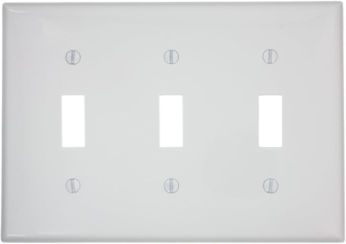 Leviton 3-Gang Toggle Device Switch Wallplate, 80711-W, White