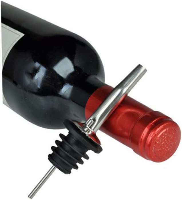 Ciieeo Elegant 6 Pack Stainless Steel Wine Cork Pourers Liquor Bottle Spout Dispenser Versatile for Juices Spirits