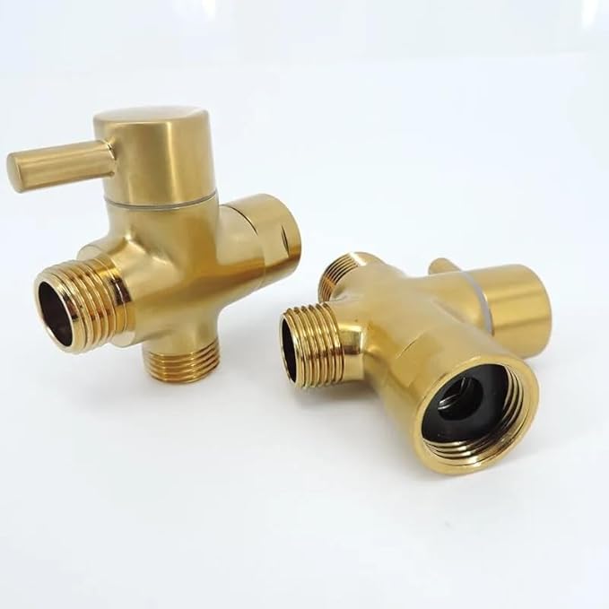 FMURY 3-Way Gold-Plated Valve Diverter Separator Toilet Shower Tee(20MM)