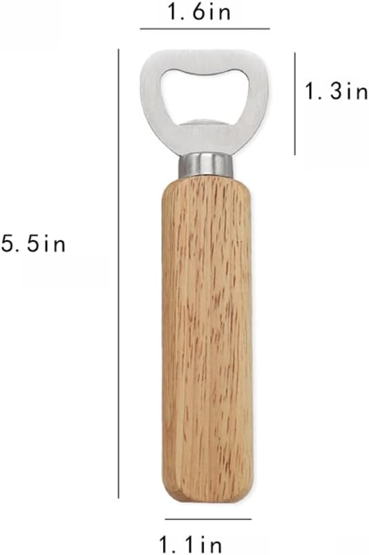 Stainless Steel Bottle Opener Bartender Wood Beer Opener Cider Wine Opener Bottle Opener with Wooden Handle Engraved Gift Set for Wedding Party Home Kitchen Bar Restaurant, 5.5 inch