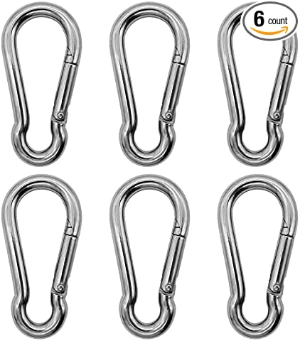 Marine Grade 316 Stainless Steel Carabiners Heavy Duty, Durable & Rust-Free Clips for Gym, Swing, Dog Leashes, Hammocks, Keychains, and More