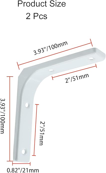 2 Pack White Wall Shelf Bracket 4 Inch Shelf Bracket, Heavy Duty Shelf Support Decor Shelf Bracket