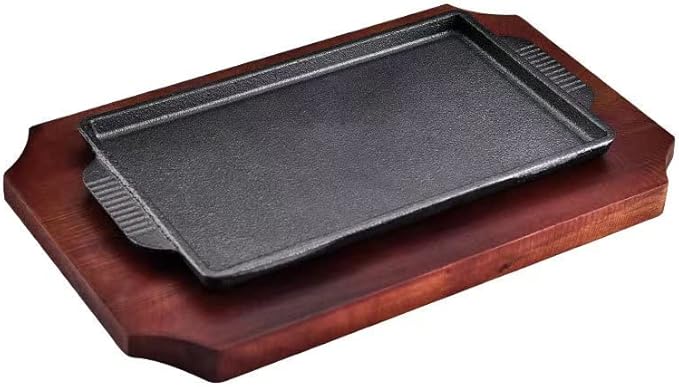 Cast Iron Steak Fajita Plate for Steak Pizza, Rectangle (7 x 4 inch)