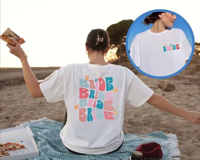 Bride Shirts for Women Bachelorette Party Wedding Tees Bridal T Shirt Bridesmaid Oversized Short Sleeve Tops