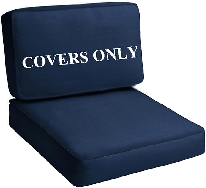 Patio Cushion Covers Replacement Outdoor Seat Cushions Cover for Patio Furniture, Deep Seat Bottom and Back Cushion Cover Set for Chair, Sofa and Couch, 2Packs, 26.5x26.5x426.5x13x4, Blue