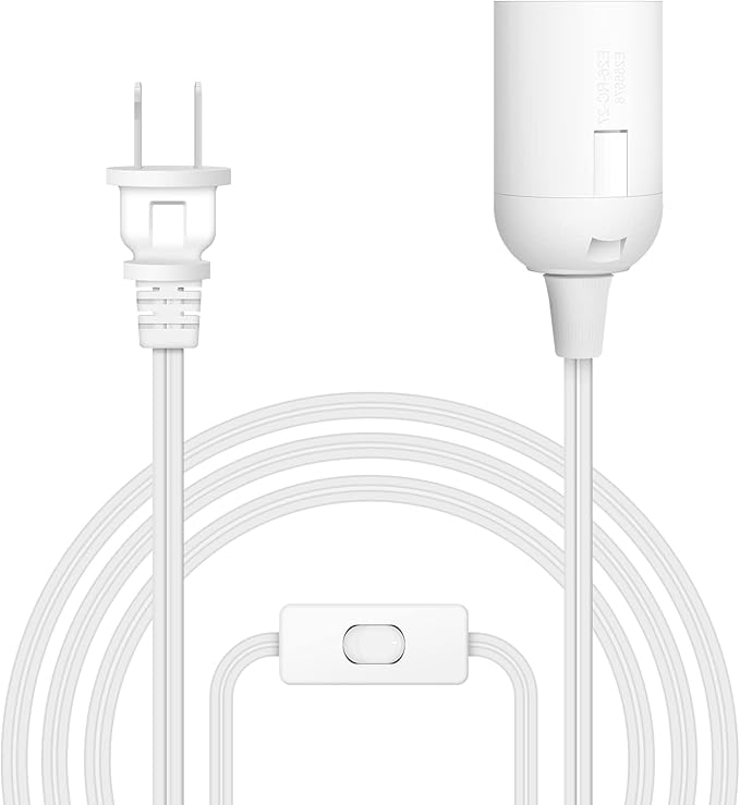 Simple Deluxe 20 Feet Extension Hanging Lantern Pendant Light Cord with E26 Socket, Featuring an OnOff Switch(Bulb Not Included), White1 Pack