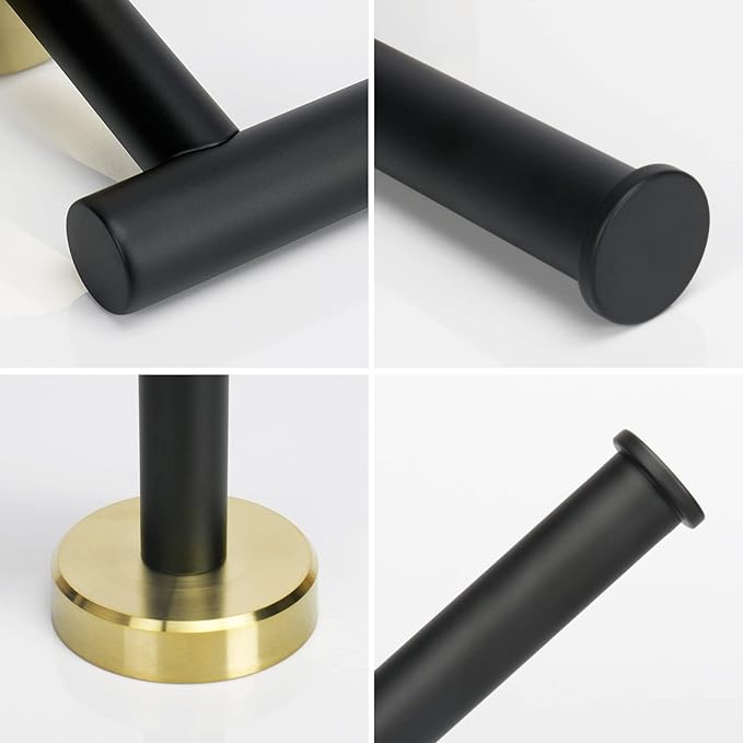 NearMoon Bathroom Toilet Paper Holder, Premium SUS304 Stainless Steel Rustproof Wall Mounted Toilet Roll Holder for Bathroom, Kitchen, Washroom (1 Pack, Black and Gold)
