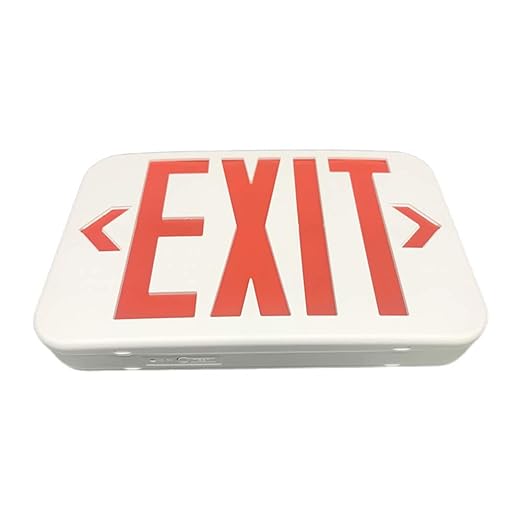 Basics LED Emergency Exit Sign, UL Certified, 2-Pack, Double Face Exit with Battery Backup, white (Previously Commercial brand)