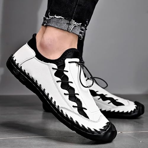 Walking Shoes Mens Leather Loafers for Men Casual Driving Dress Men's Slip on Boat Black White Brown Yellow Size Work Oxford Formal Male Handmade